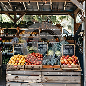 Local farmers market with fresh organic produce