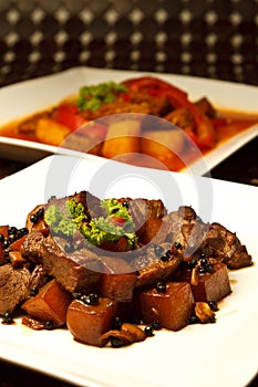 Local Filipino food - Pork Adobo & Pork Stew