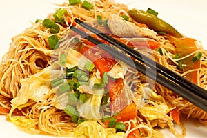 Local Filipino food - Stir fried pancit noodles