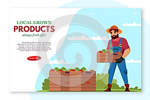 Local grown product webpage banner vector design