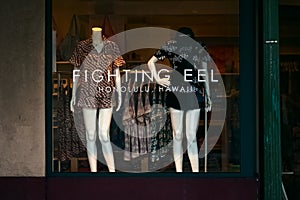 Local Hawaiian designer clothing label Fighting Eel boutique in Downtown. Resort luxury brand also encompasses Ava Sky.