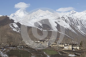 Local houses at Muktinath village in lower Mustang district, Nepal