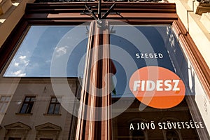 Local HQ of Fidesz political party. Fidesz is the political party of the Hungarian PM, Viktor Orban