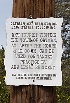 Local law sign, Oatman, Arizona