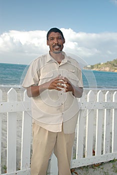 Local man on the island beach