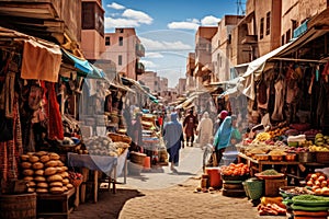 Locale il mercato settembre 2014 Occupato strade il mercato Marocco generato 