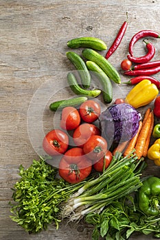 Local market fresh vegetable, Fresh vegetables on wooden table