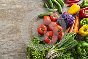 Local market fresh vegetable, Fresh vegetables on wooden table