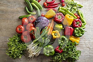 Local market fresh vegetable, Fresh vegetables on wooden table