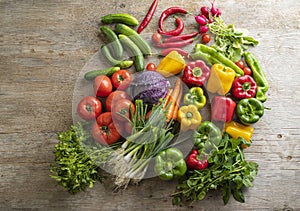 Local market fresh vegetables, Fresh vegetables on wooden table