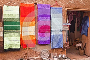 Local market sells traditional products in unesco heritage, Ait Ben Haddou, in Morocco