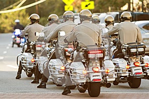 Local Motorcycle Cops Ride Through Town At Georgia Festival