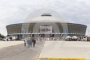 Local people and tourists visiting a fair in Romexpo event hall