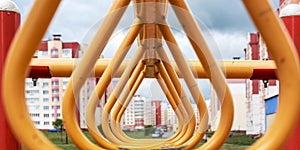 Local playground attraction of yellow and red colours