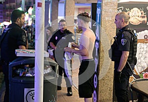 Police at Punta Ballena street in Magaluf Mallorca