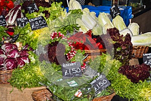 Local produce for sale displayed at the market