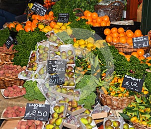 Local produce for sale displayed at the market