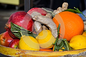 Local produce for sale displayed at the market