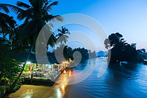 Local restaurant on the Mekong Riverside at dusk