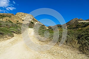 Local road trough the mountains of Zakynthos island