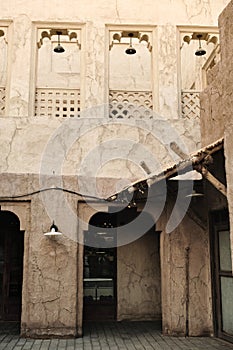 Local sandstone building at Al seef at Dubai Creek