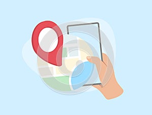 Local search - Finding Nearby Businesses on Map. Illustration for local seo and location-based marketing. Isolated