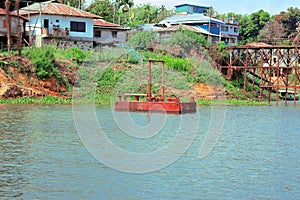 Local stilt houses built on Kaptai Lake, Rangamati, Bangladesh