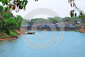 Local stilt houses built on Kaptai Lake, Rangamati, Bangladesh