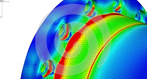 Local stresses of a finite element analysis of a mechanical machine part - 3d illustration