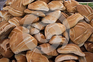 Local traditional andean bread in Arequipa, Peru called `pan de 3 puntas`