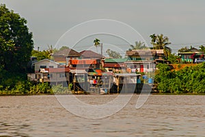Local traditional homes of the Sarawak river .Kuching, Borneo, Malaysia