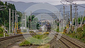 A local train coming to railway station