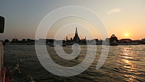 Local transport boat on Chao Phraya river in Bangkok, Thailand. Travel.