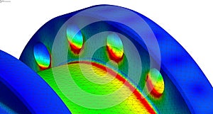 Local von mises stress results of a finite element analysis - 3d ilustration photo