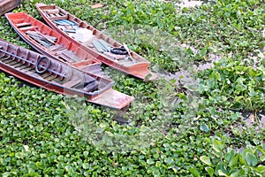 Local wooden boat in river