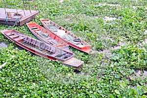 Local wooden boat in river