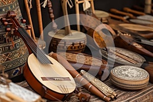 Local wooden music instruments. Generate ai