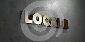 Locale - Gold sign mounted on glossy marble wall - 3D rendered royalty free stock illustration photo