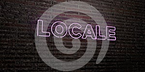 LOCALE -Realistic Neon Sign on Brick Wall background - 3D rendered royalty free stock image photo
