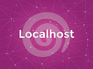 Localhost white text illustration with purple constellation map as background