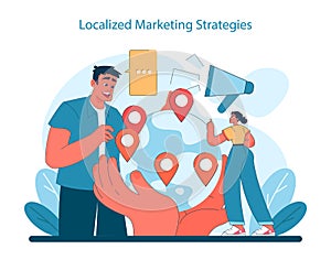 Localized Marketing Strategies concept. Tailoring campaigns to regional preferences. photo