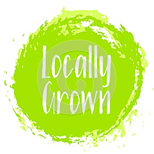 Locally grown food icon, painted label vector
