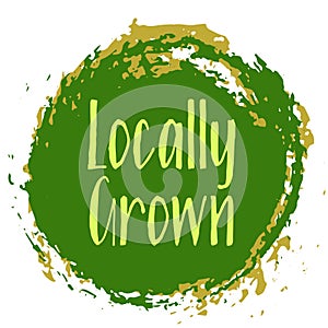 Locally grown food icon, painted label vector