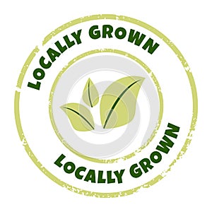 Locally grown food label. Vector grunge badge, stamp for organic and eco friendly products. Textured eco, bio, organic