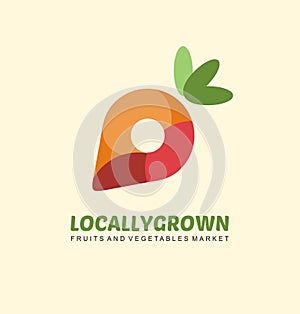Locally grown fruits and vegetables creative symbol idea