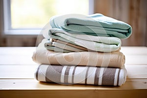 locally produced organic cotton towels folded on a table