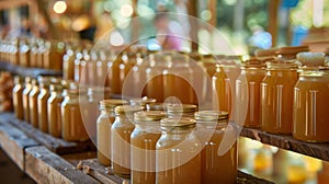 Locally sourced honey and beeswax candles at a stand run by a beekeeper