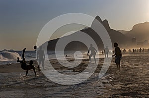 Locals Playing Beach Soccer at Ipanema Beach, Rio de Janeiro