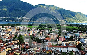 Locarno city and the Lake Maggiore panorama seen from Orselina
