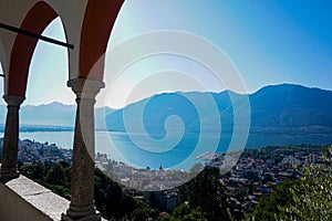 Locarno and Lago Maggiore with Arcs of Madonna del Sasso